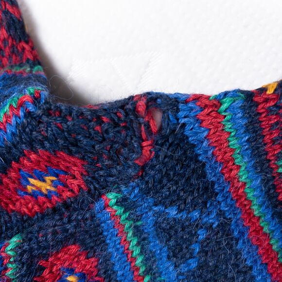 Peruvian Alpaca Sweater Men XL Fair Isle Ski Lodge Cosby Biggie Vintage Handmade - Picture 3 of 6